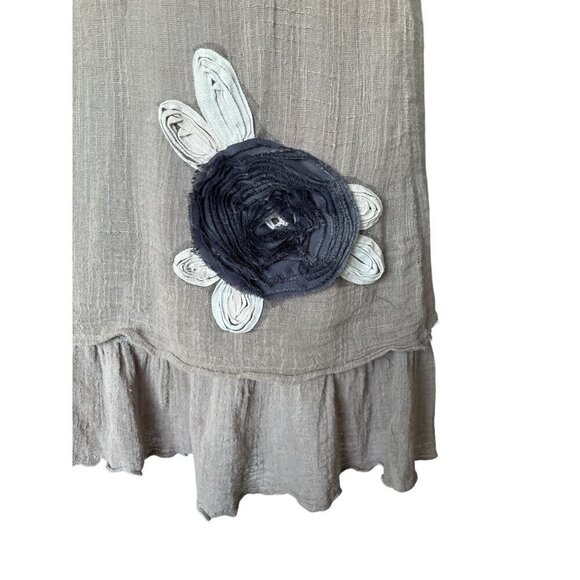 Blue Bird Women's Dress Sz M Sleeveless Beige Ruffle Cotton Gauze Trim Applique - Picture 4 of 14